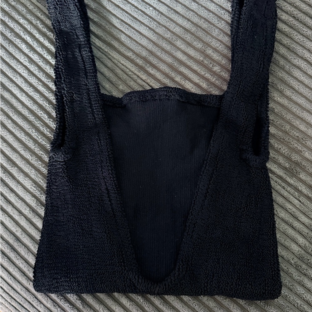 Hunza G Black Textured One-Piece Swimsuit